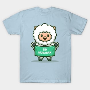 Cute Sheep Holding Banner Eid Mubarak T-Shirt